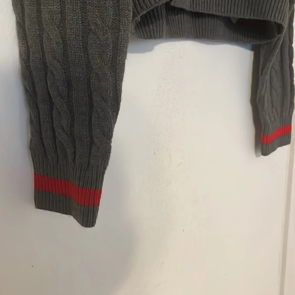 Miu Miu Wool Women’s Grey Red Cropped Sweater Size Small